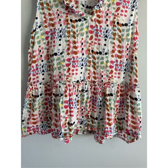 anthropologie THML Muiticolor Polka Dot Sieeveless Ruffle Top Size Medium - Picture 6 of 8